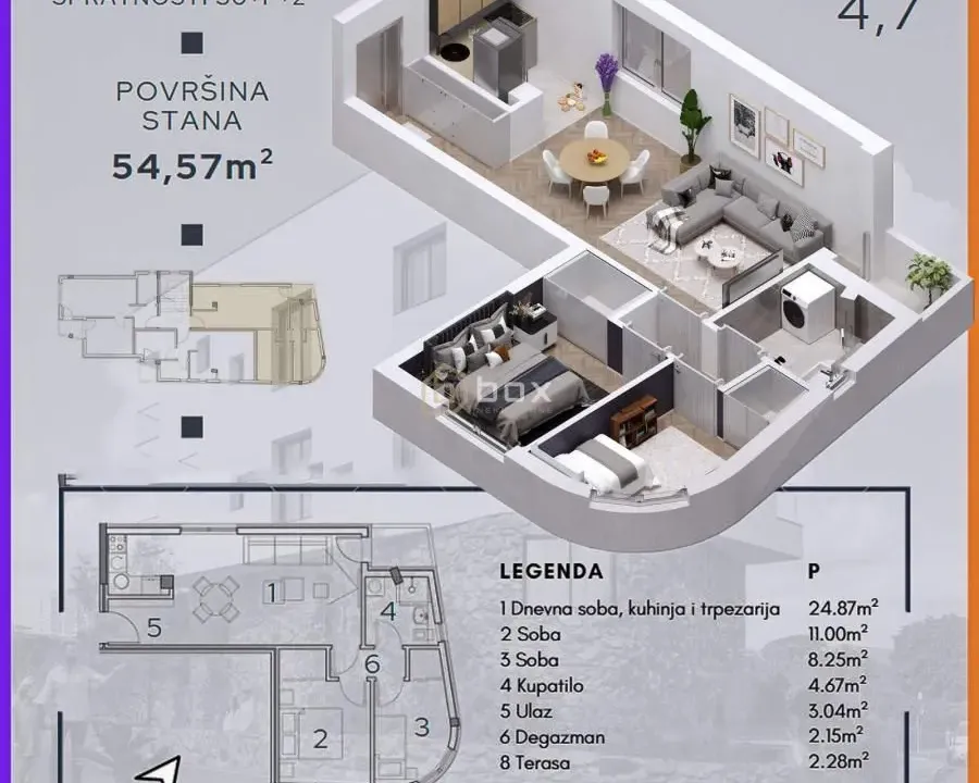 Prodaja, dvosoban stan, 55m², Palilula, Niš
