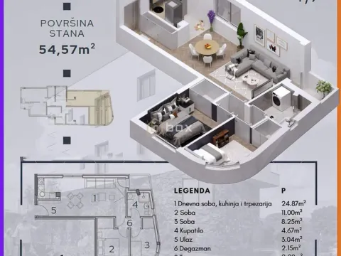 Prodaja, dvosoban stan, 55m², Palilula, Niš