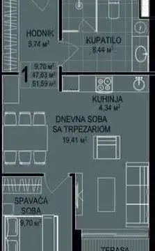 Prodaja, dvosoban stan, 52m², Bečići, Budva - image 2