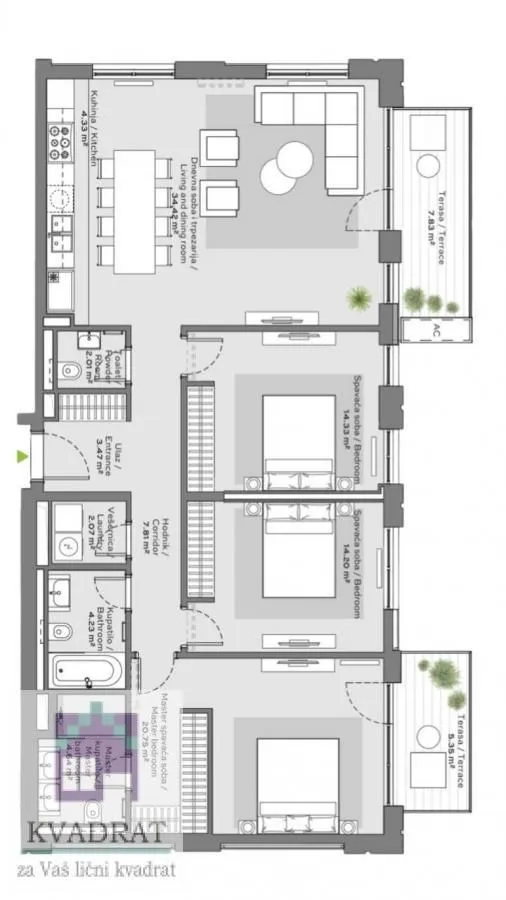 Rent, apartment, 125m², Savski Venac, Beograd