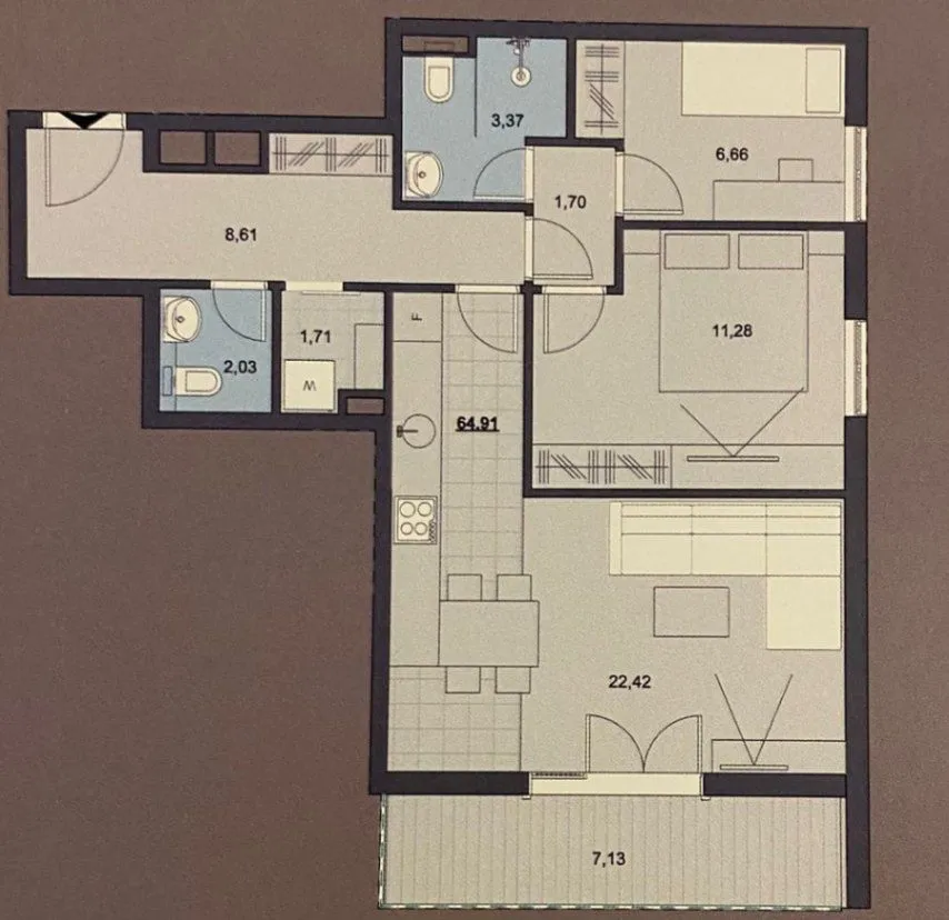 Prodaja, dvosoban stan, 65m², Tivat, Crna Gora