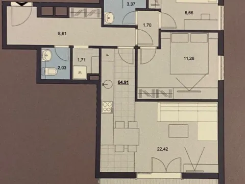 Prodaja, dvosoban stan, 65m², Tivat, Crna Gora - image 2