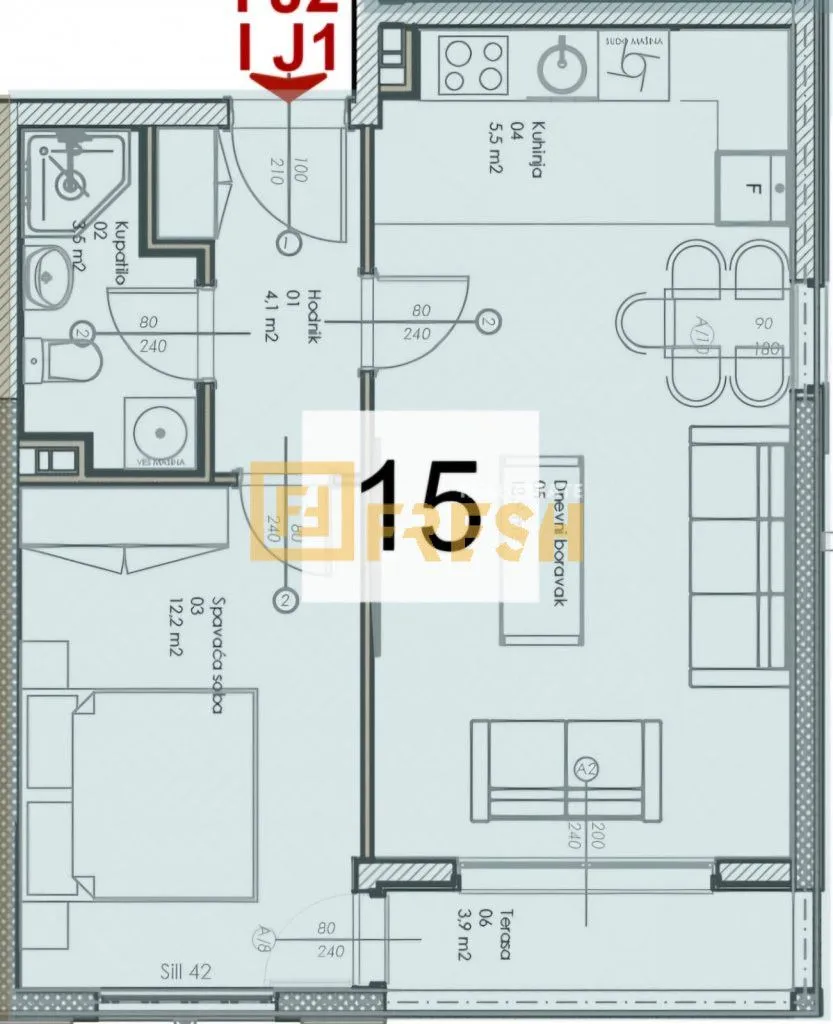 Prodaja, jednosoban stan, 48m², Zabjelo, Podgorica