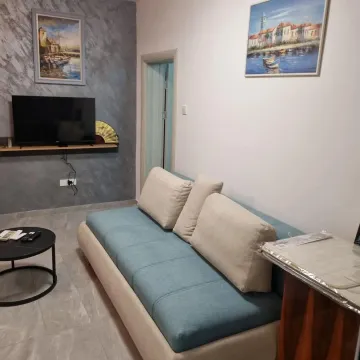 Dnevna soba sa kaučem, televizorom i stočićem. - image 11