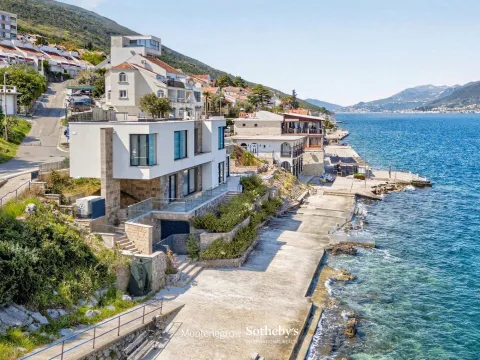 Pogled iz vazduha na modernu vilu pored mora i okolnu obalu. - image 37