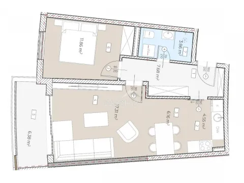 Sale, one bedroom apartment, 57m², Bečići, Budva - image 10