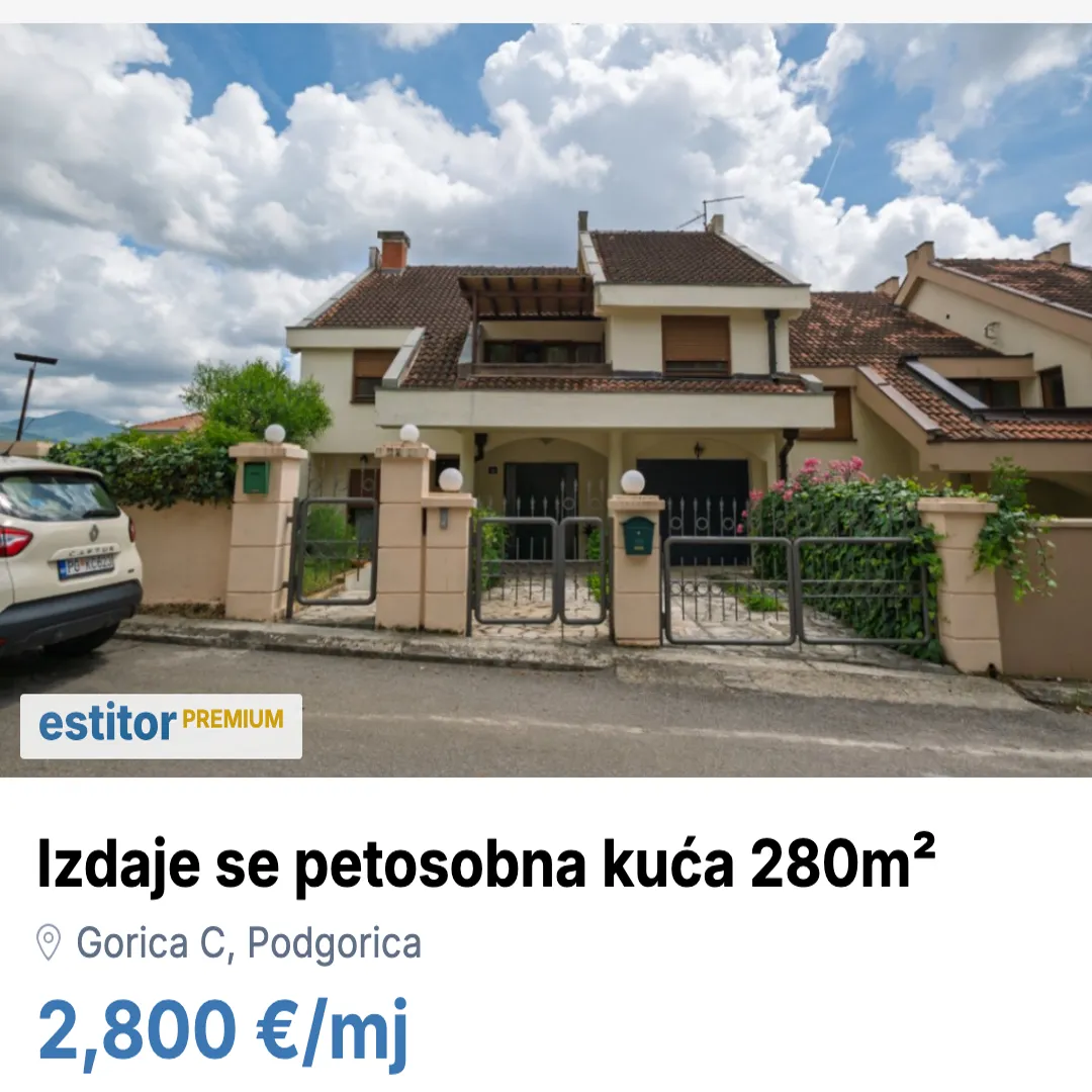 Izdavanje, kuća, 280m², Gorica C, Podgorica