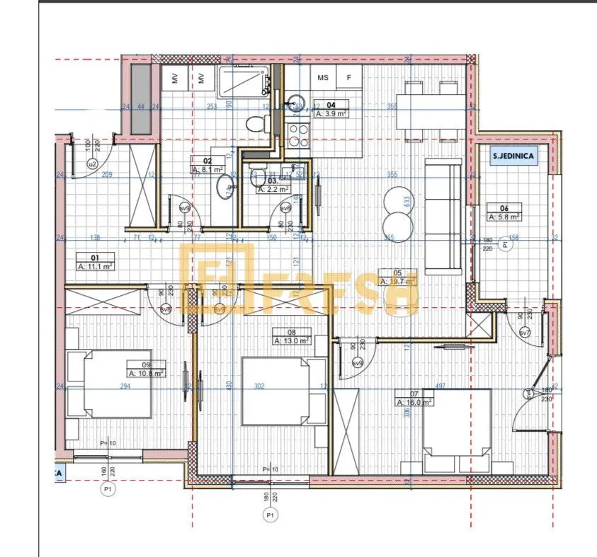 Prodaja, trosoban stan, 90m², Ljubović, Podgorica
