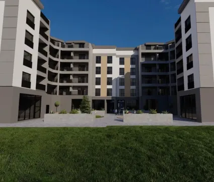 Spoljašnji izgled moderne stambene zgrade sa dvorištem. - image 3