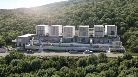 Pogled na spoljašnjost modernog kompleksa kuća okruženog zelenilom. - image 7