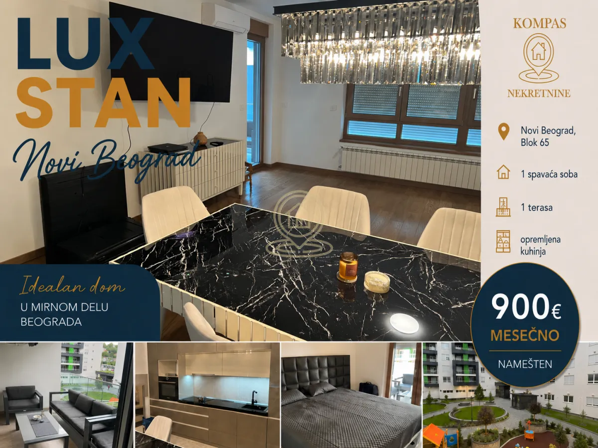 Rent, two bedroom apartment, 58m², Novi Beograd Blok 65, Novi Beograd Sve Podlokacije