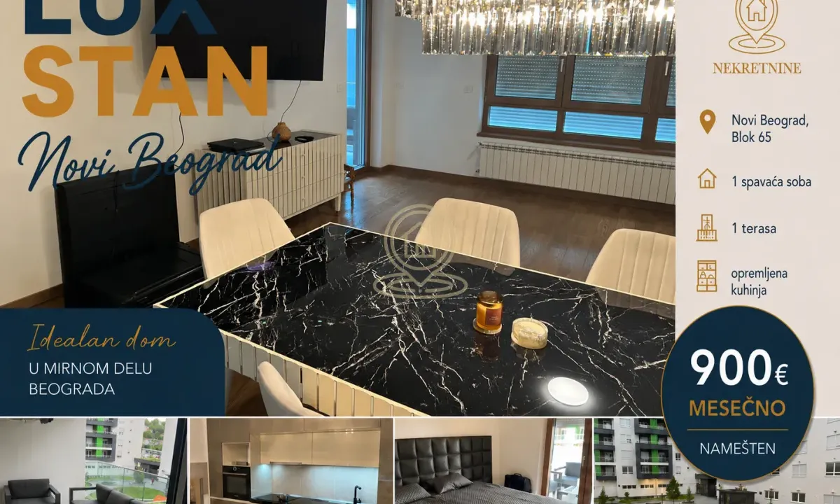 Izdavanje, dvosoban stan, 58m², Novi Beograd Blok 65, Novi Beograd Sve Podlokacije