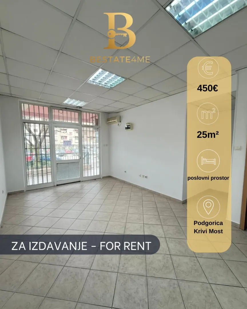 Rent, office space, 25m², Krivi Most, Podgorica