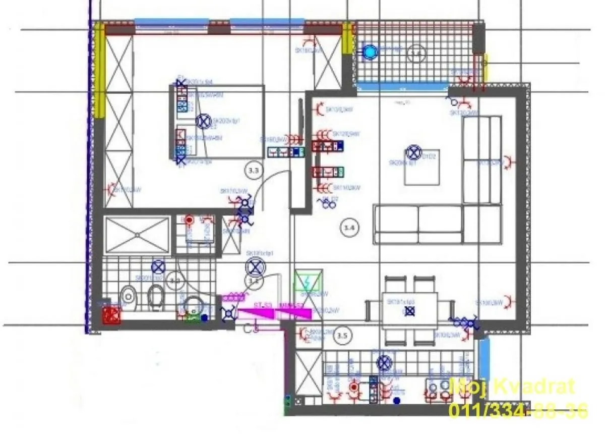 Sale, two bedroom apartment, 60m², Savski Venac, Beograd