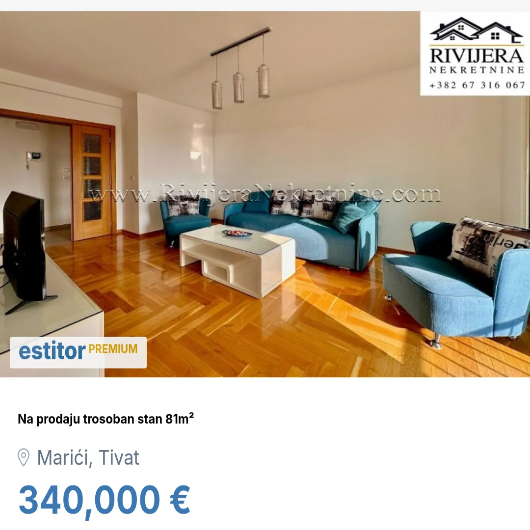 Prodaja, trosoban stan, 81m², Marići, Tivat