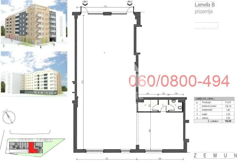 Sale, office space, 163m², Zemun Sve Podlokacije, Beograd