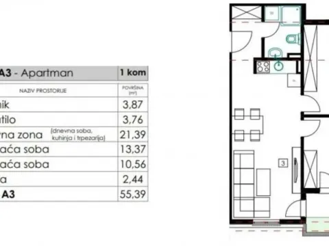 Sale, two bedroom apartment, 56m², Budva, Crna Gora - image 11
