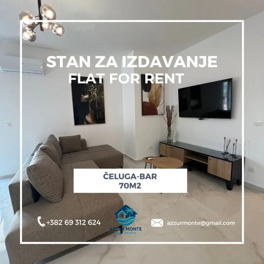 Izdavanje, stan, 70m², Čeluga, Bar