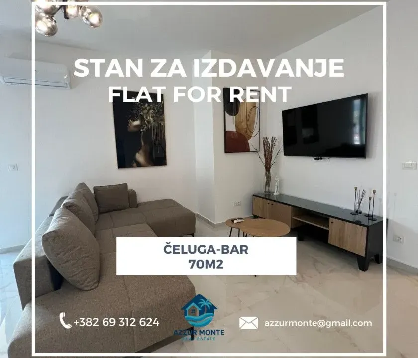Izdavanje, stan, 70m², Čeluga, Bar
