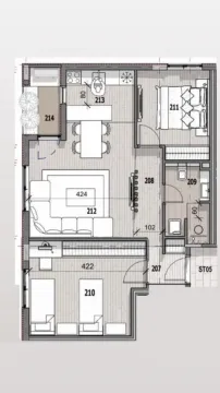 Arhitektonski plan stana sa rasporedom prostorija. - image 10