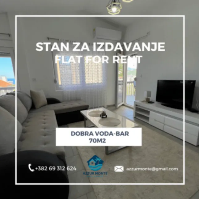 Izdavanje, jednosoban stan, 70m2, Dobre Vode, Bar
