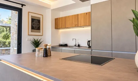 Modern kitchen with an island, built-in units and access to the terrace. - image 4