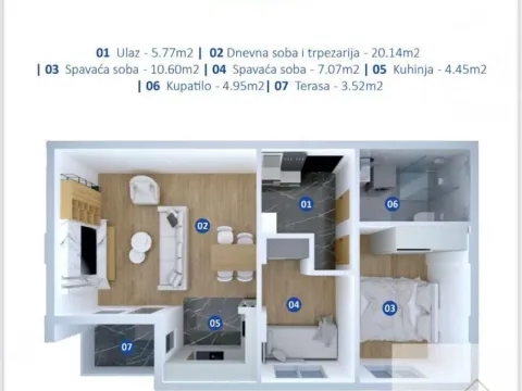 Sale, two bedroom apartment, 56m², Novi Banovci, Stara Pazova - image 5