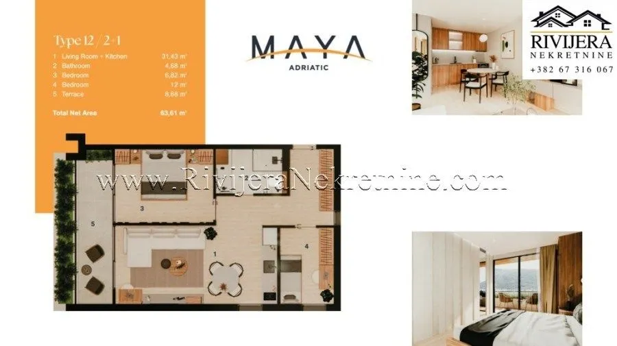 Prodaja, jednosoban stan, 48m², Kumbor, Herceg Novi