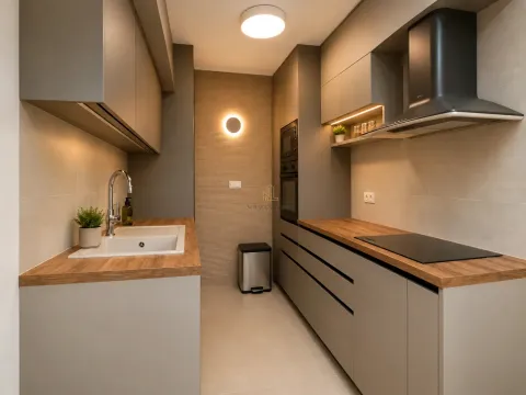 Moderna i uredna kuhinja sa drvenim radnim površinama i ugradnim elementima. - image 6