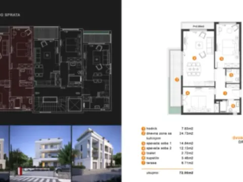 Prodaja, dvosoban stan, 72m², Mrčevac, Tivat - image 4