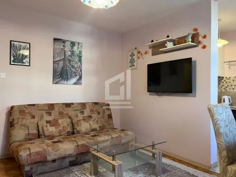 Living room with a sofa, TV, and coffee table. - image 3