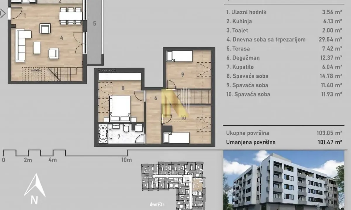 Sale, four bedroom apartment, 102m², Salajka, Novi Sad Sve Podlokacije