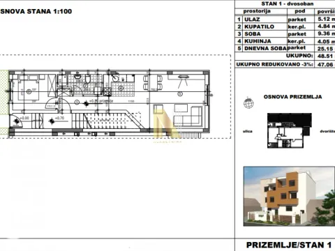 Sale, two bedroom apartment, 47m², Telep, Novi Sad Sve Podlokacije - image 3