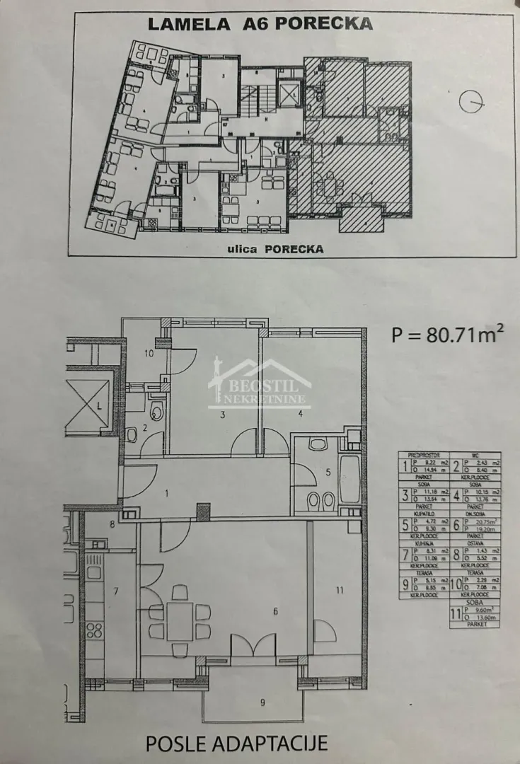 Osnova stana sa prikazom rasporeda prostorija nakon adaptacije.