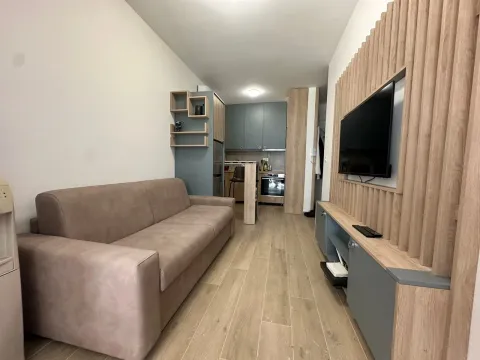 Dnevni boravak sa garniturom, televizorom i kuhinjom u pozadini. - image 4