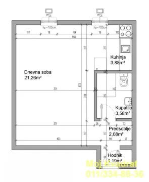 Osnova stana sa prikazanim rasporedom prostorija i dimenzijama. - image 11