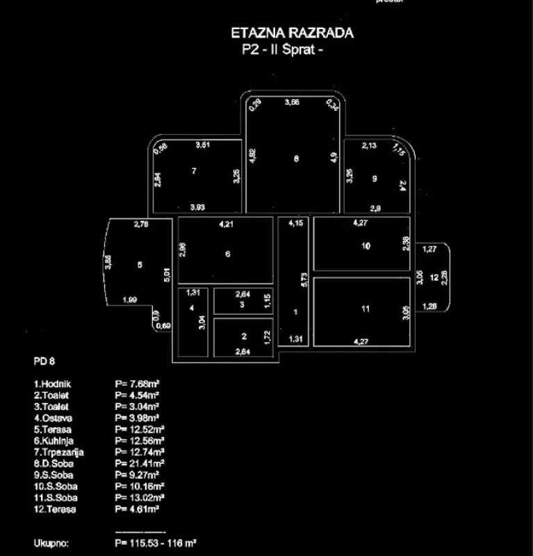 Sale, apartment, 116m², Šušanj, Bar