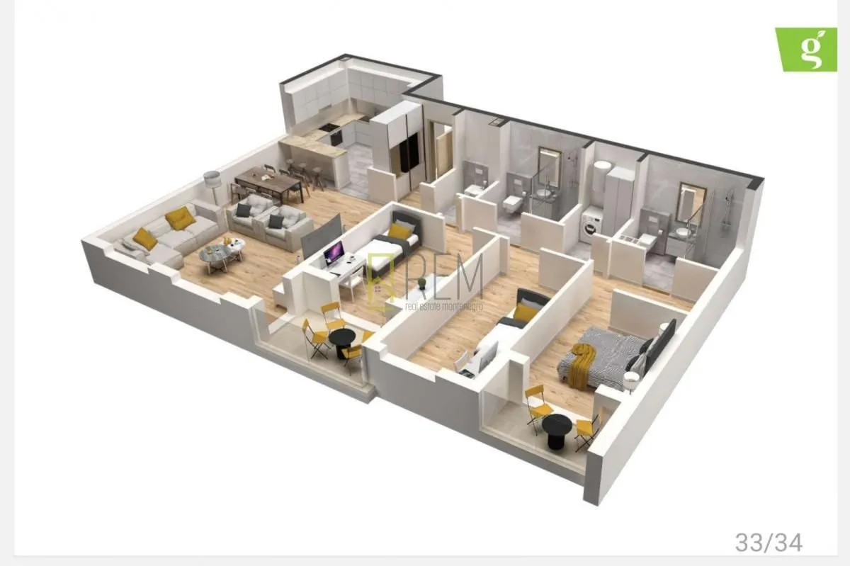 Prodaja, trosoban stan, 110m², Tološka šuma, Podgorica