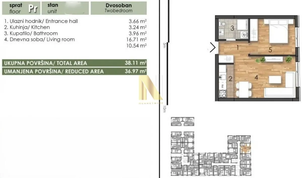 Prodaja, dvosoban stan, 38m², Telep, Novi Sad Sve Podlokacije