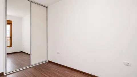 Empty room with a mirrored built-in wardrobe and laminate flooring. - image 7