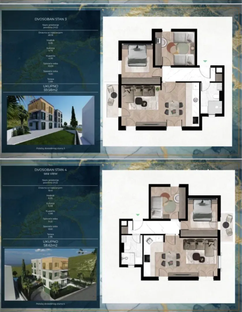 Prodaja, dvosoban stan, 60m², Kava, Tivat