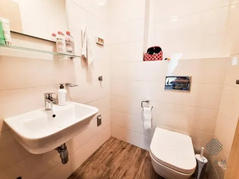 Bathroom equipped with a washbasin, toilet bowl and wall tiles. - image 10