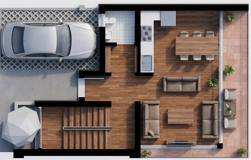 Architectural floor plan of the property showing room layout and furniture.