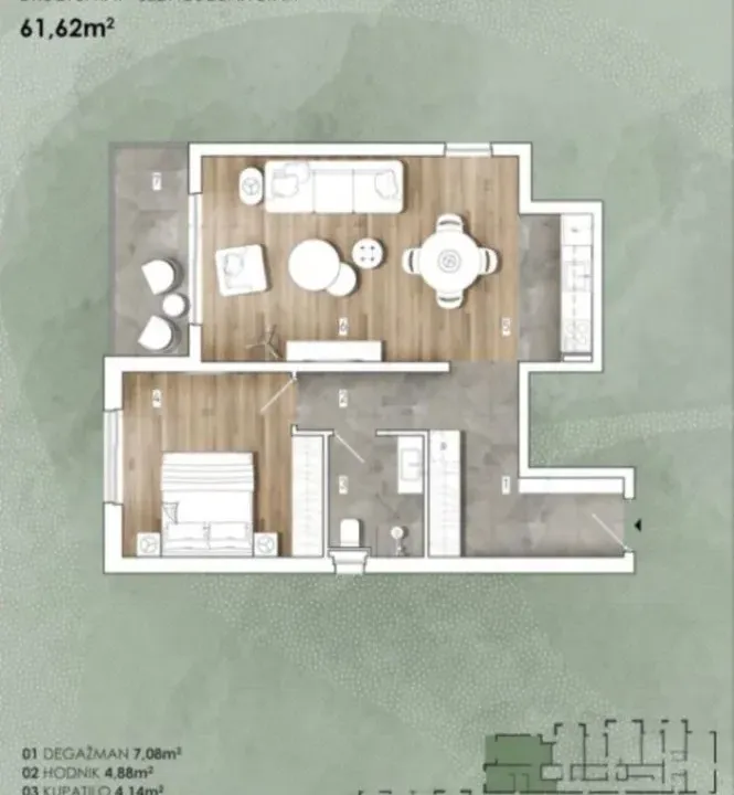 Sale, one bedroom apartment, 61m², Bigova, Kotor