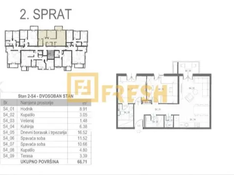 Sale, two bedroom apartment, 67m², Tološi, Podgorica - image 4