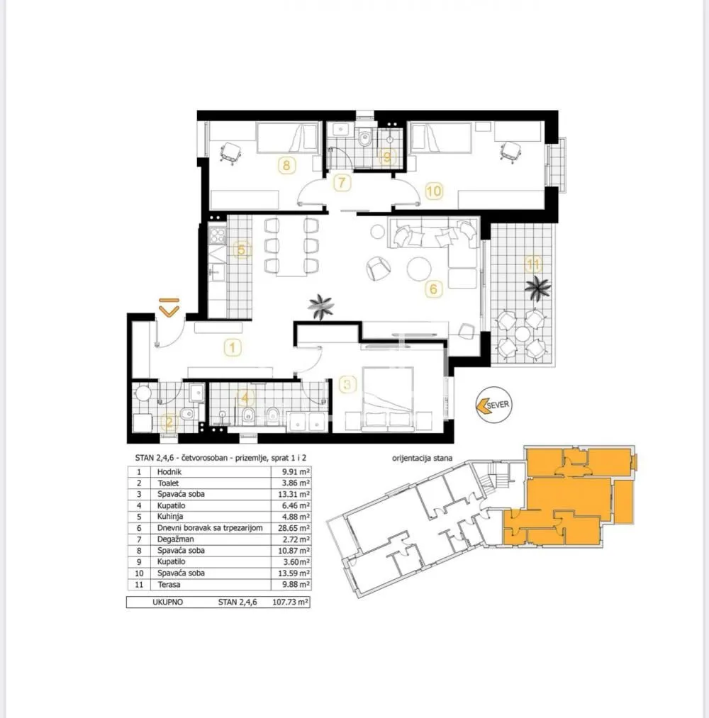 Sale, four bedroom apartment, 108m², Stari Košutnjak, Rakovica