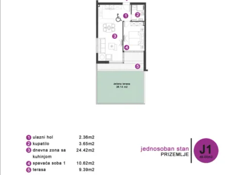 Prodaja, jednosoban stan, 49m², Opatovo, Tivat - image 5