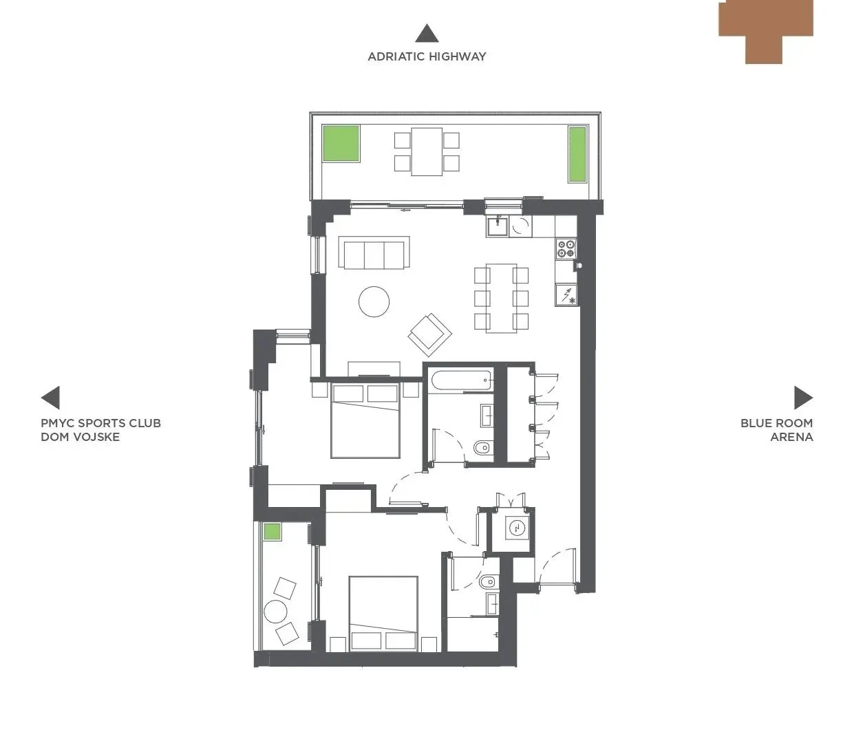 Prodaja, dvosoban stan, 102m², Tivat, Crna Gora