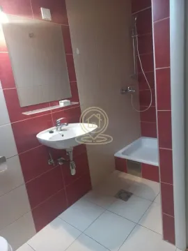 Small bathroom with a shower cabin, washbasin, and mirror. - image 10