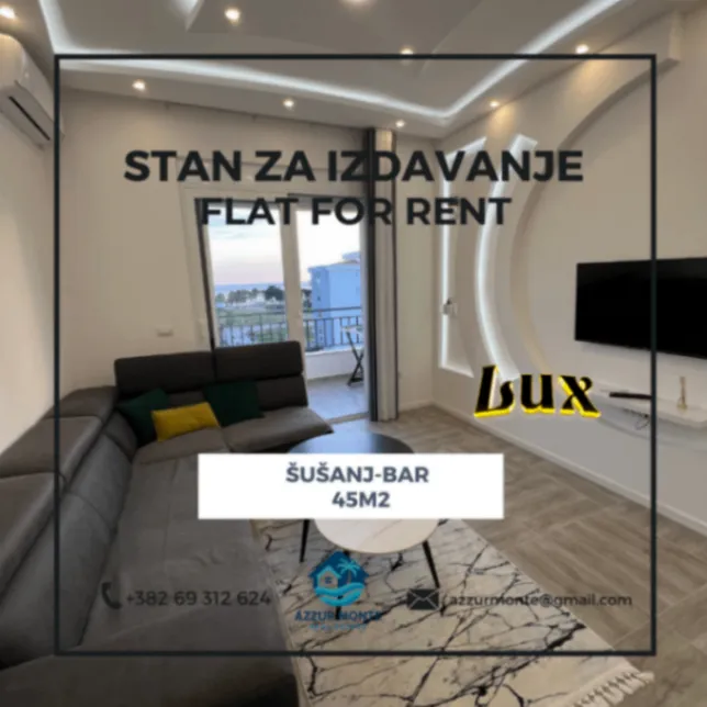 Rent, one bedroom apartment, 45m², Šušanj, Bar